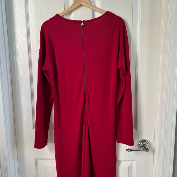 Narciso Rodriguez for Design Nation Dress Women’s Ruched Red Midi Sheath SZXL - Picture 6 of 9